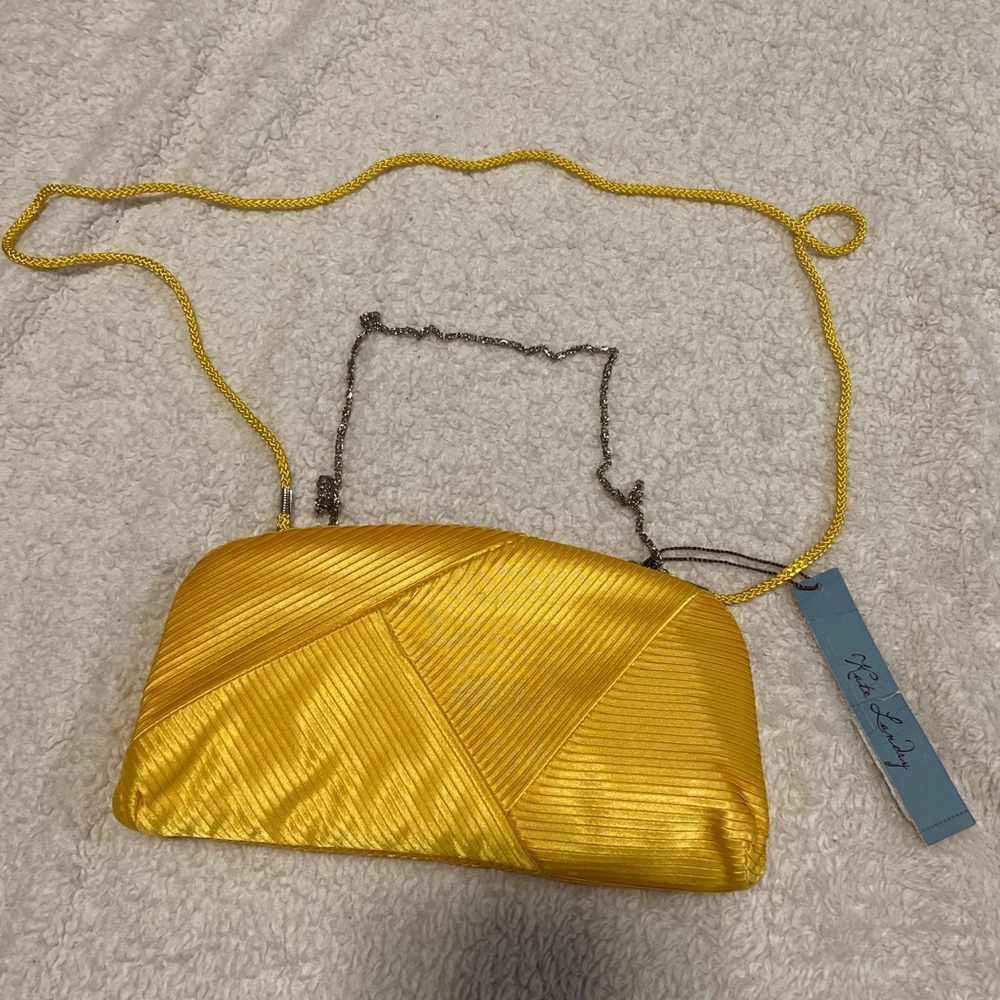 Kate Landry Radiant Gold Clutch with silver chain